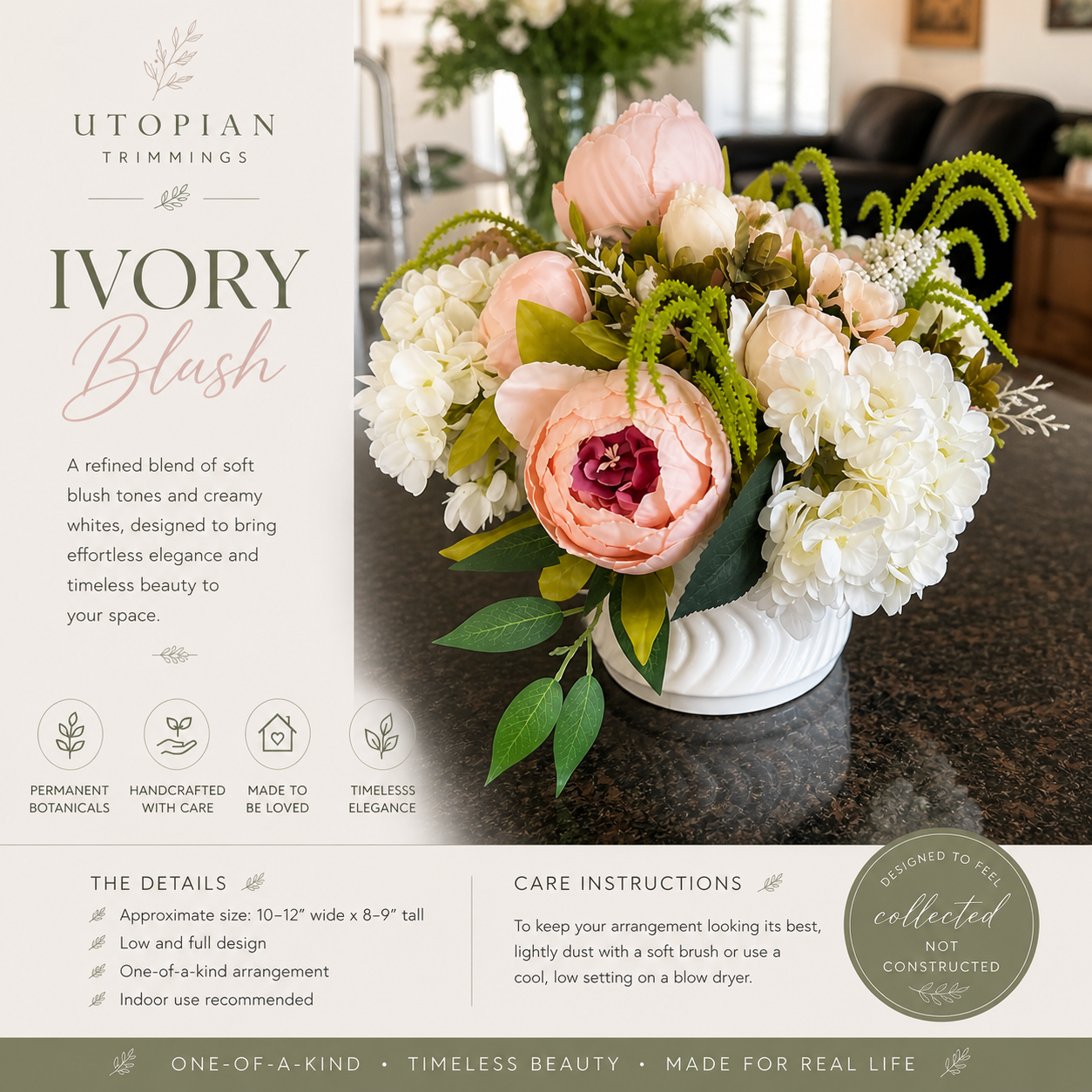Ivory Blush Garden| Permanent Botanicals