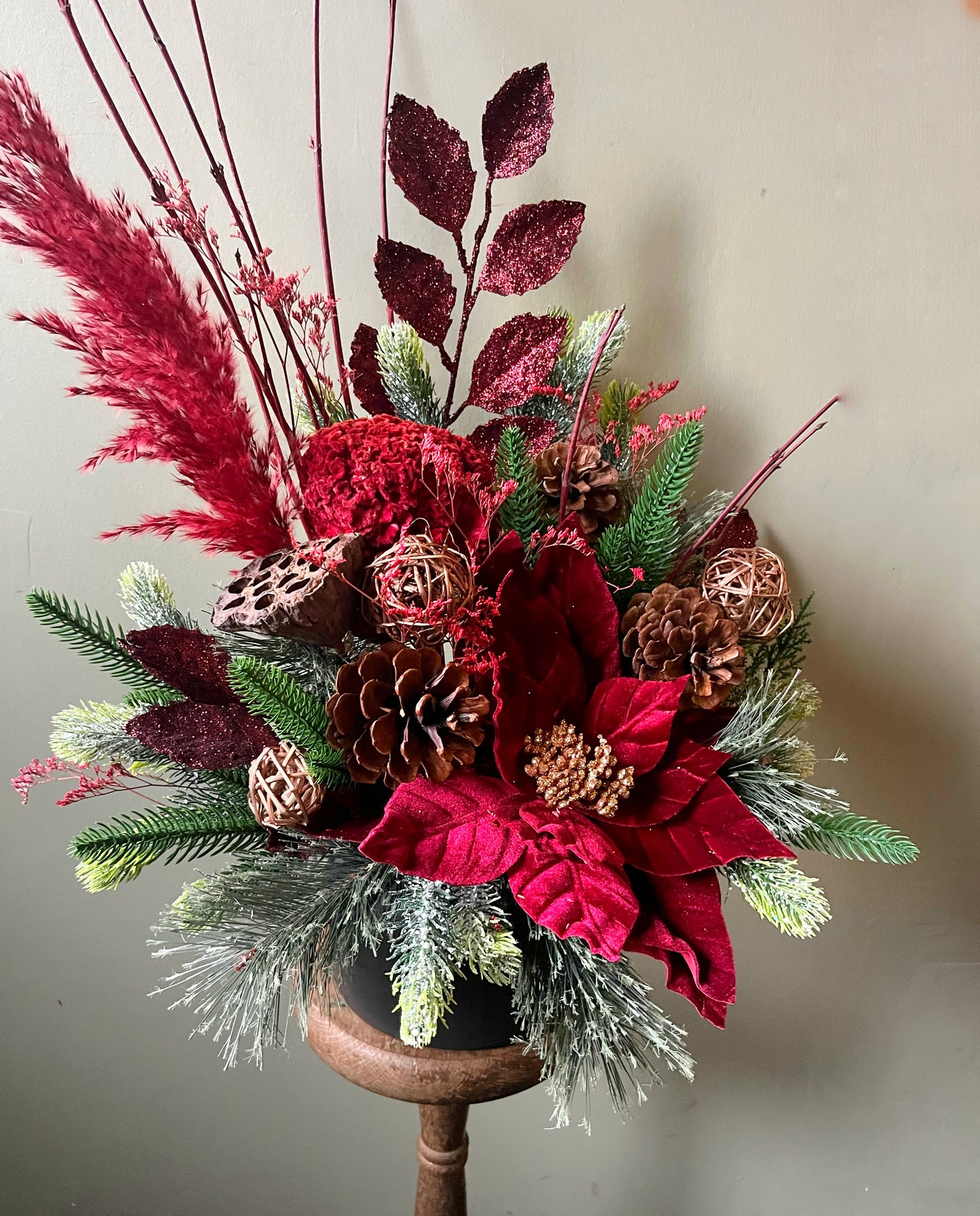 Velvet Ember Luxe Winter Botanical arrangement