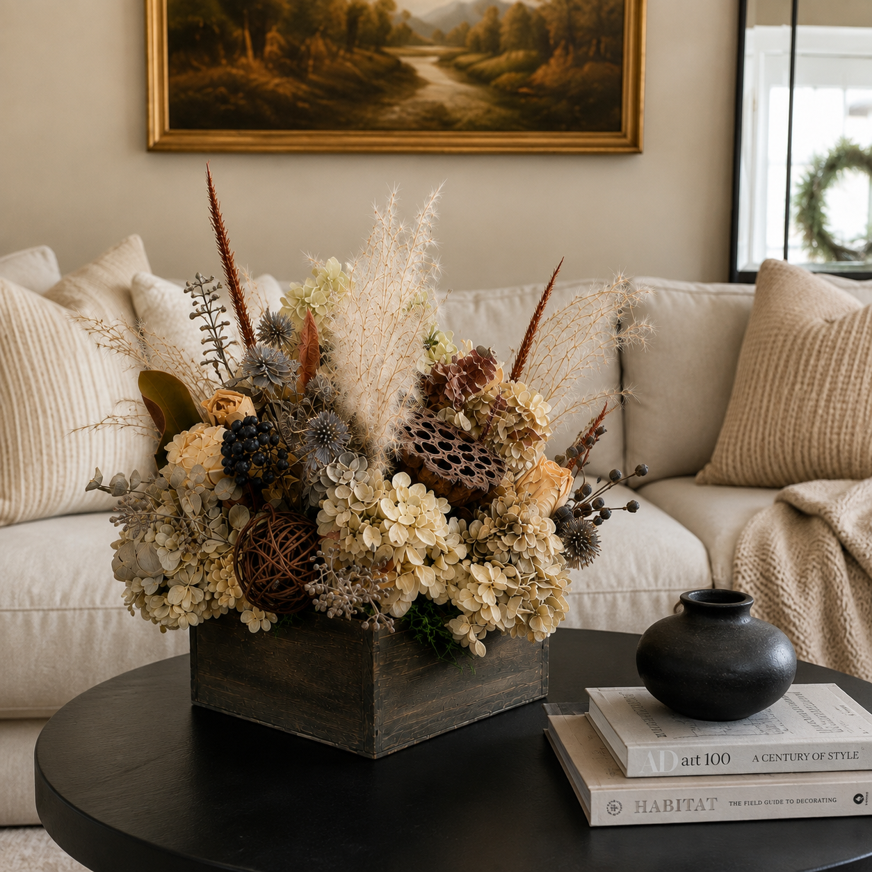 Lotus Calm | One-of-a-Kind Dried Botanical Centrepiece | 360° Preserved Floral Arrangement