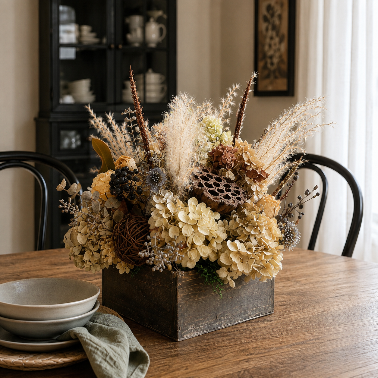 Lotus Calm | One-of-a-Kind Dried Botanical Centrepiece | 360° Preserved Floral Arrangement